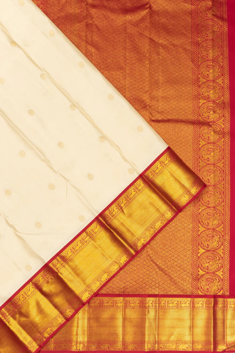 Bridal look Cream Gold kanchipuram saree