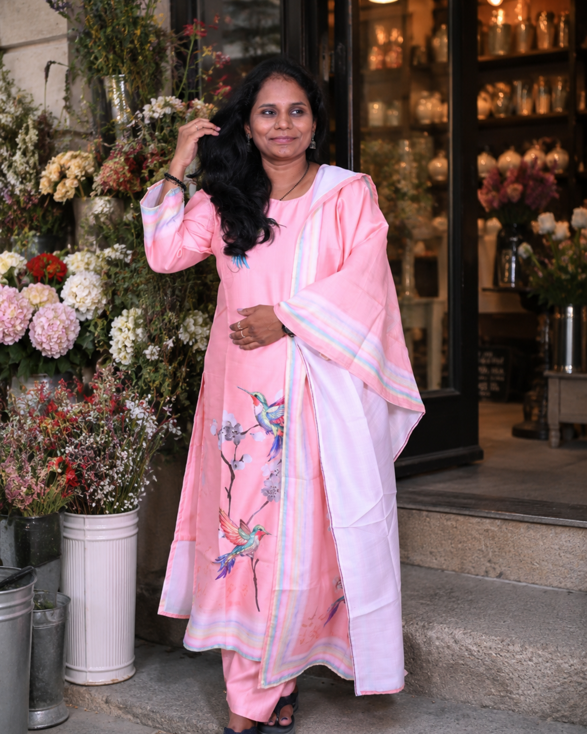 Blush Bloom Soft Cotton Printed Dress Set