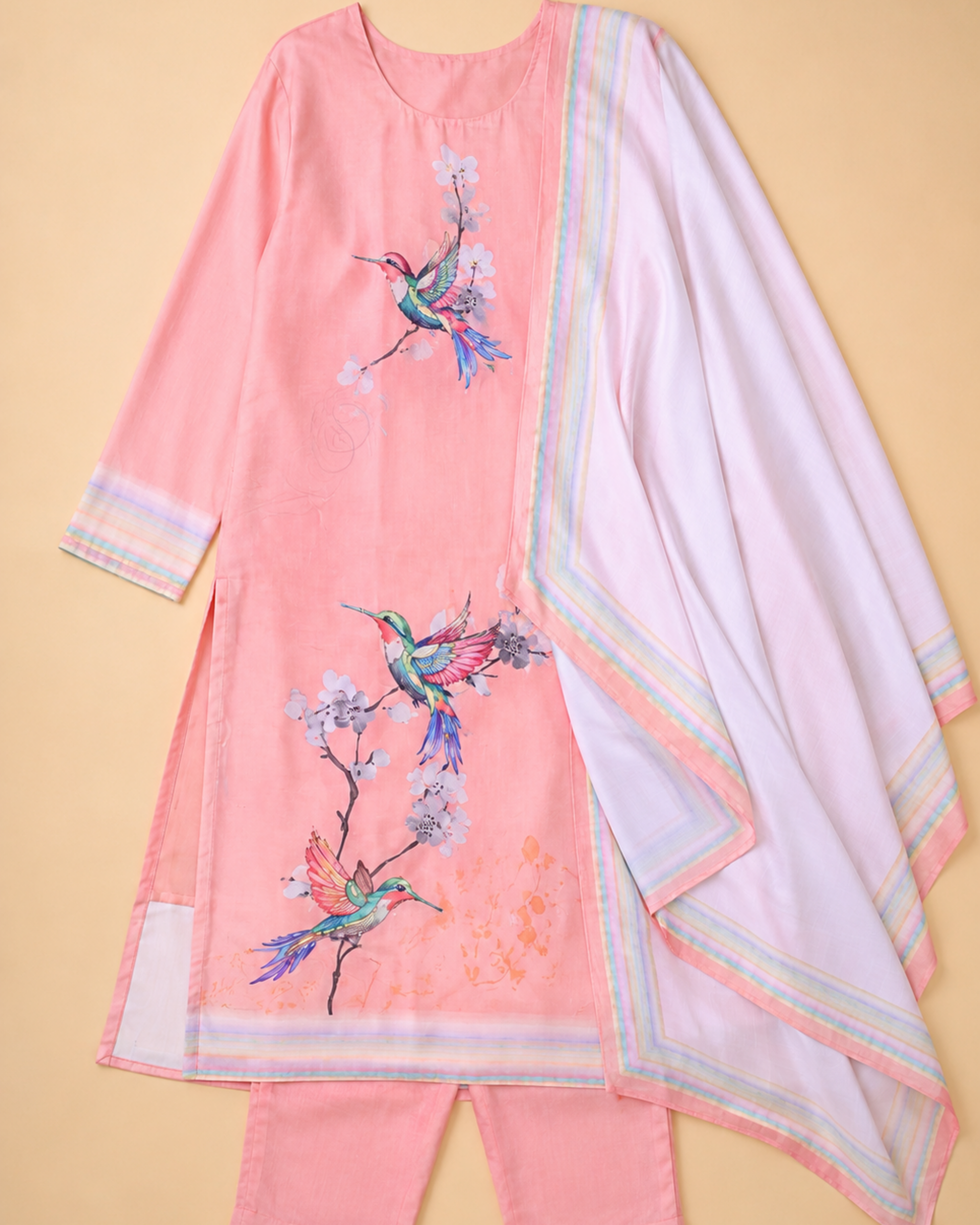 Blush Bloom Soft Cotton Printed Dress Set