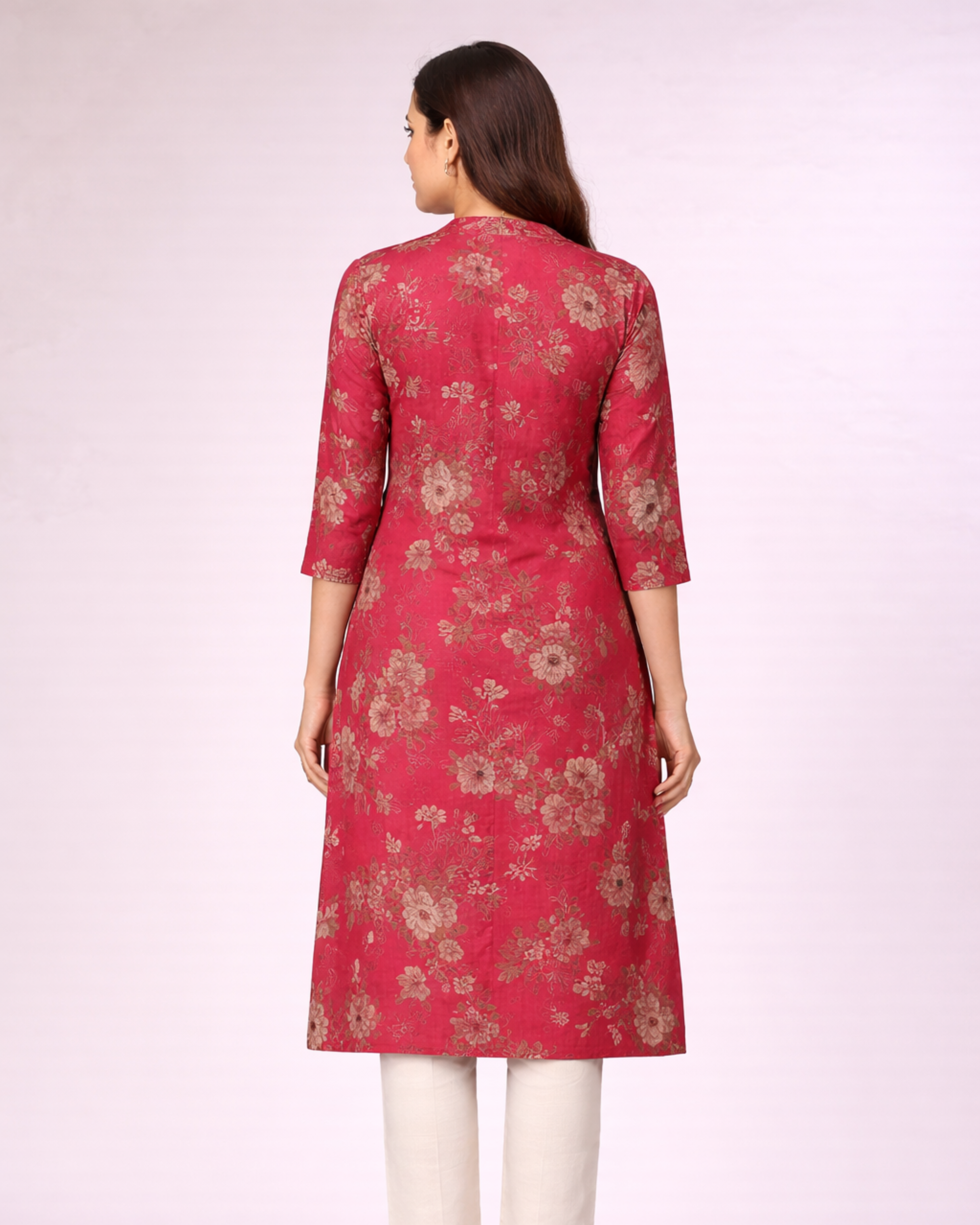 Rose Pink Floral Printed Georgette Top for Women