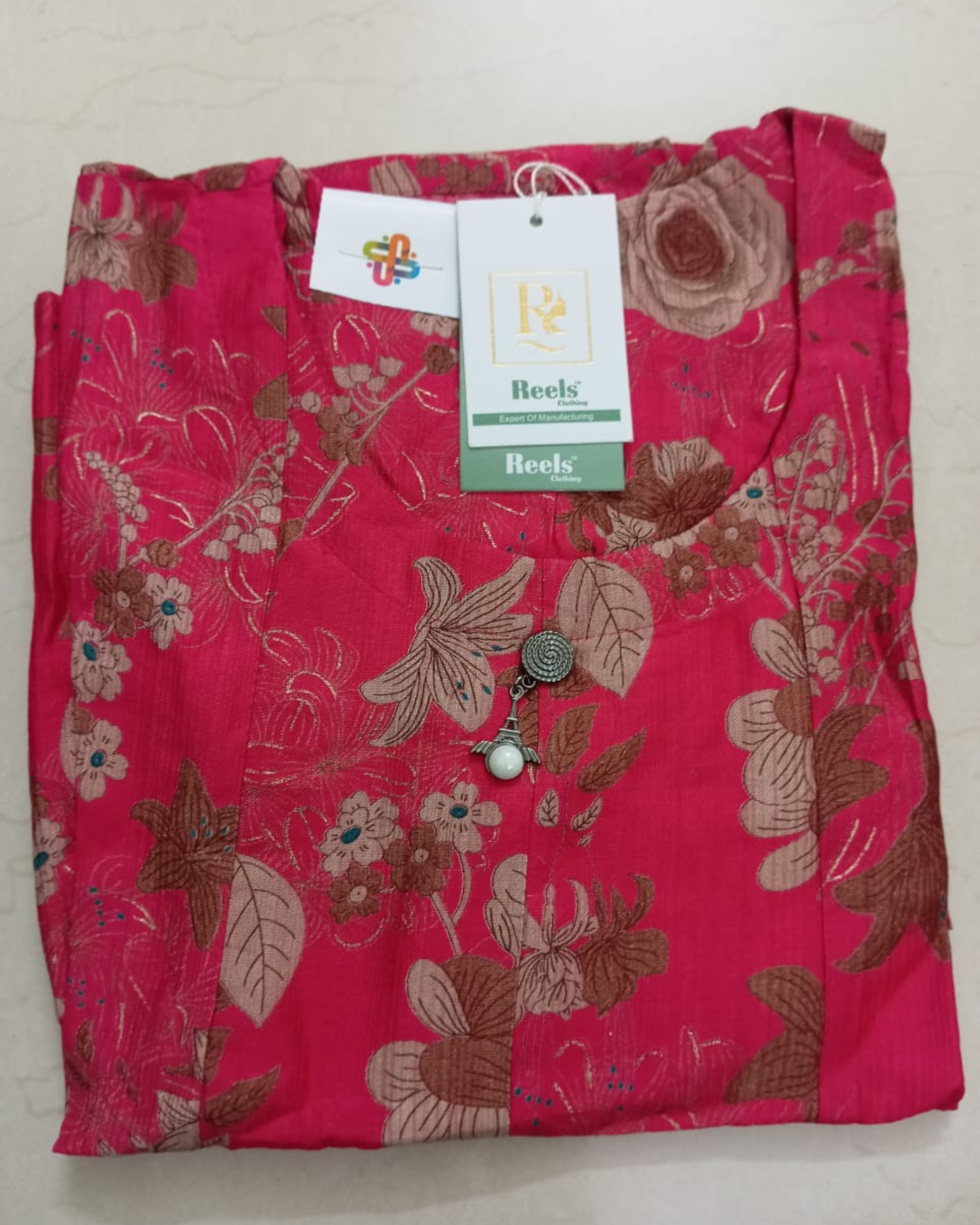 Rose Pink Floral Printed Georgette Top for Women