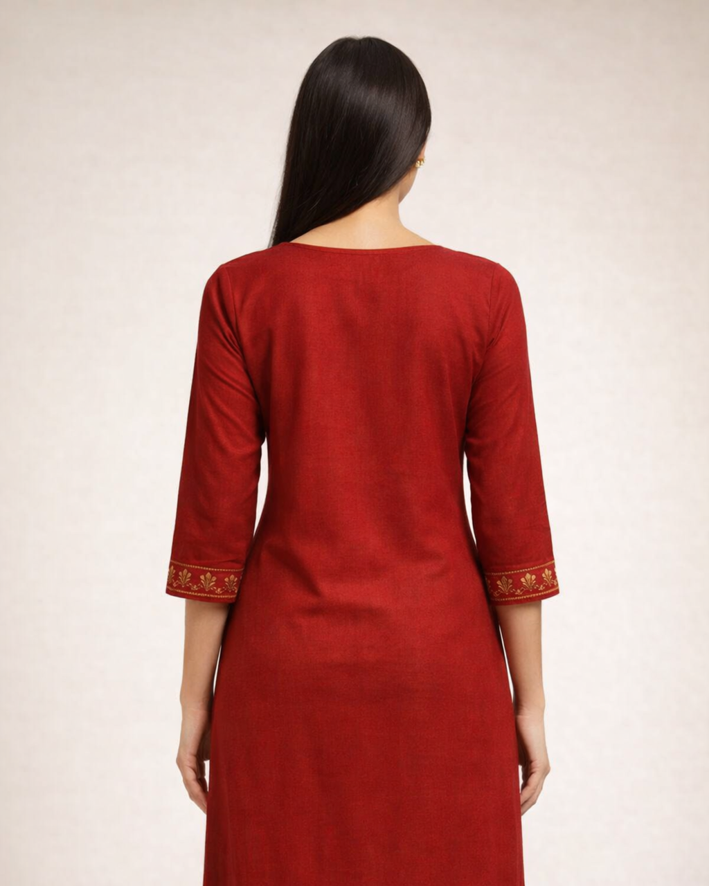 Elegant Maroon & Gold Printed Ethnic Kurti for Women