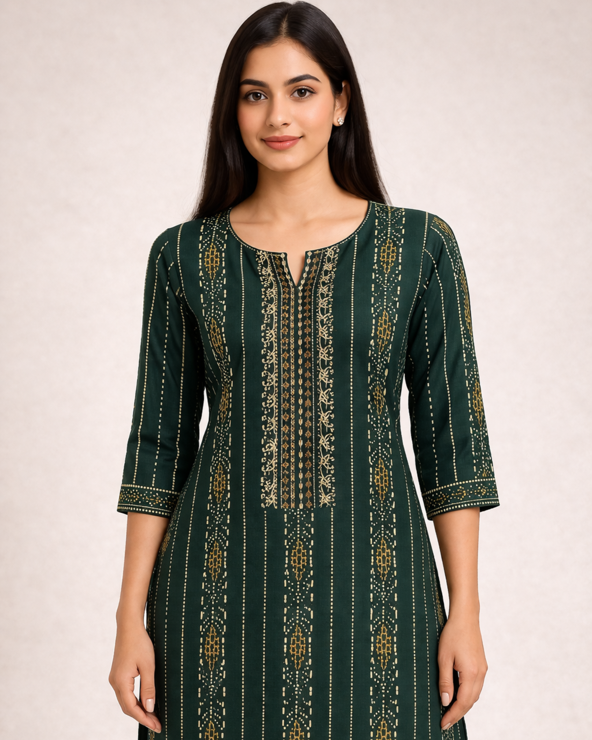 Avaasa Women's Dark Green Ethnic Kurti