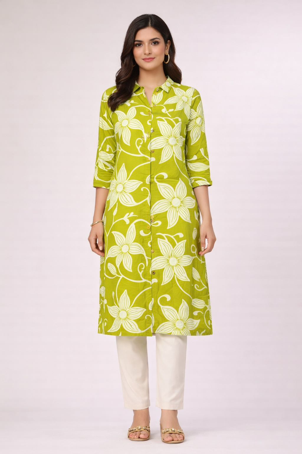 Elegant Lime Green Printed Kurti