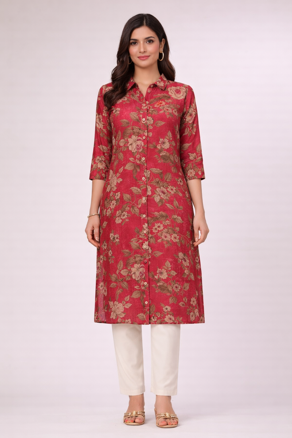 Premium Floral Printed Shirt Kurti