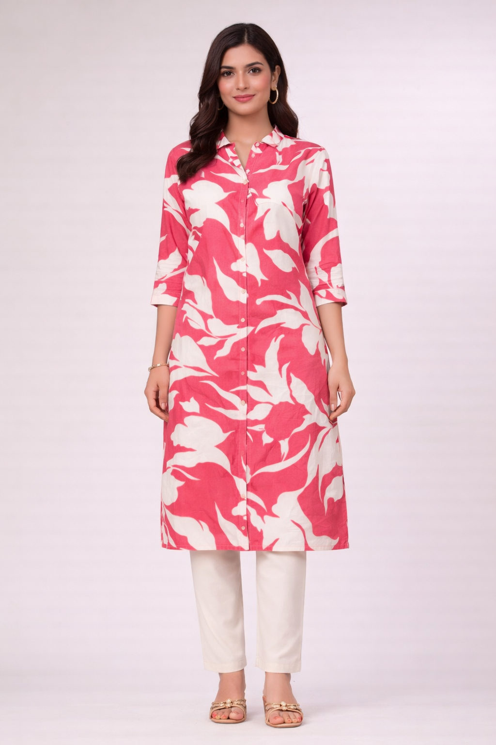 Stylish Pink Shirt Style Kurti