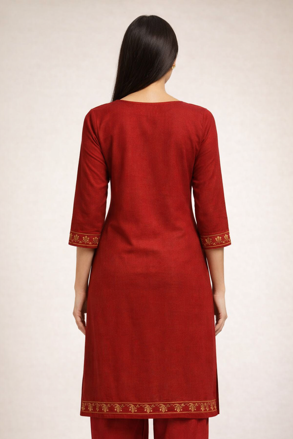 Elegant Red Embroidered Kurti