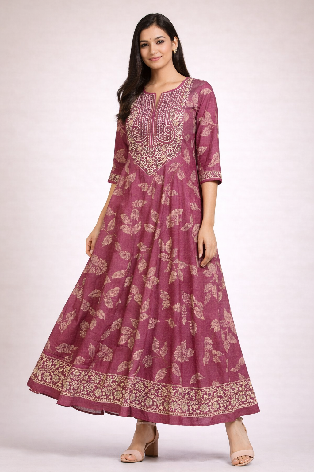 Premium Wine Maroon Anarkali Kurti