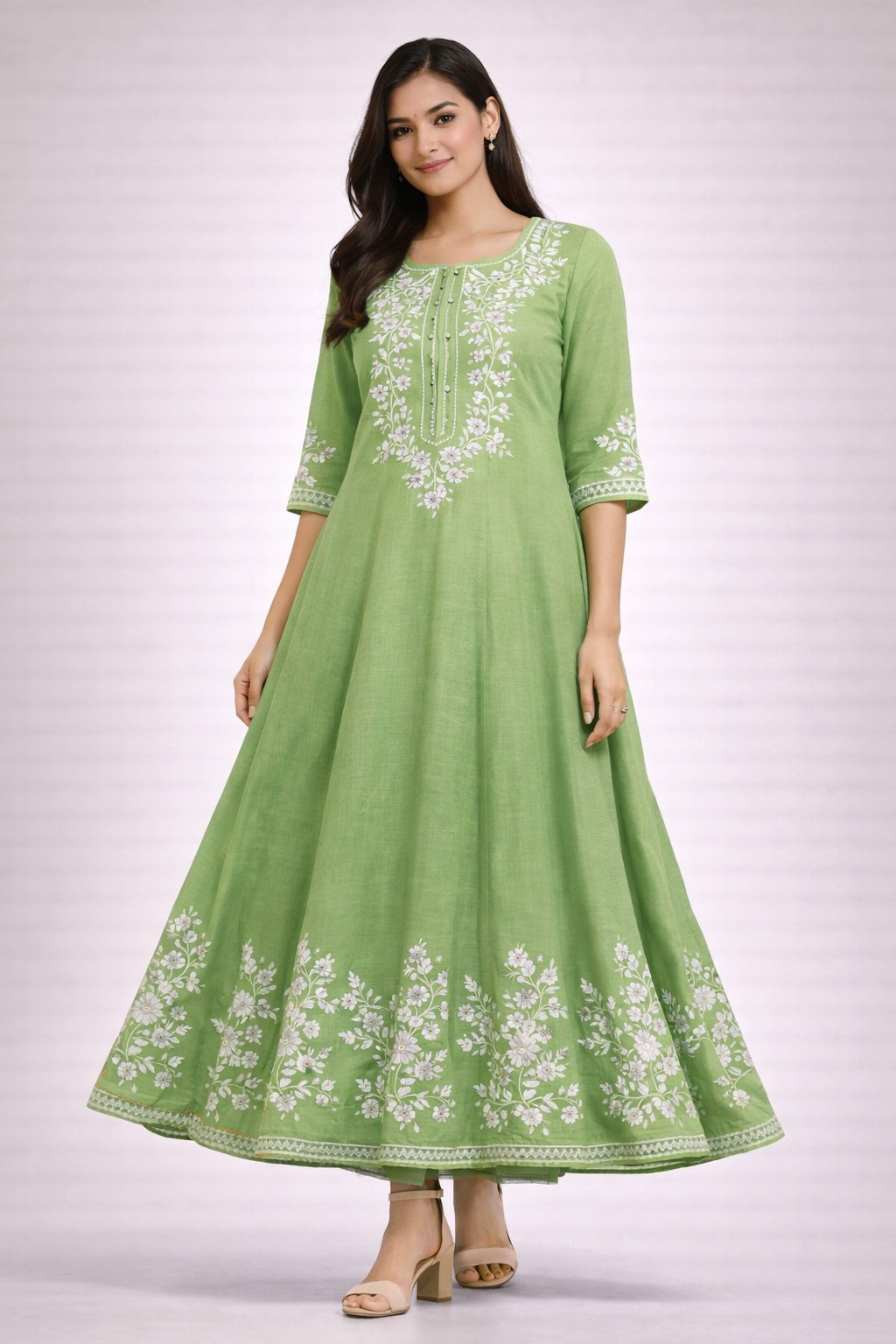 Premium Pistachio Green Anarkali Kurti