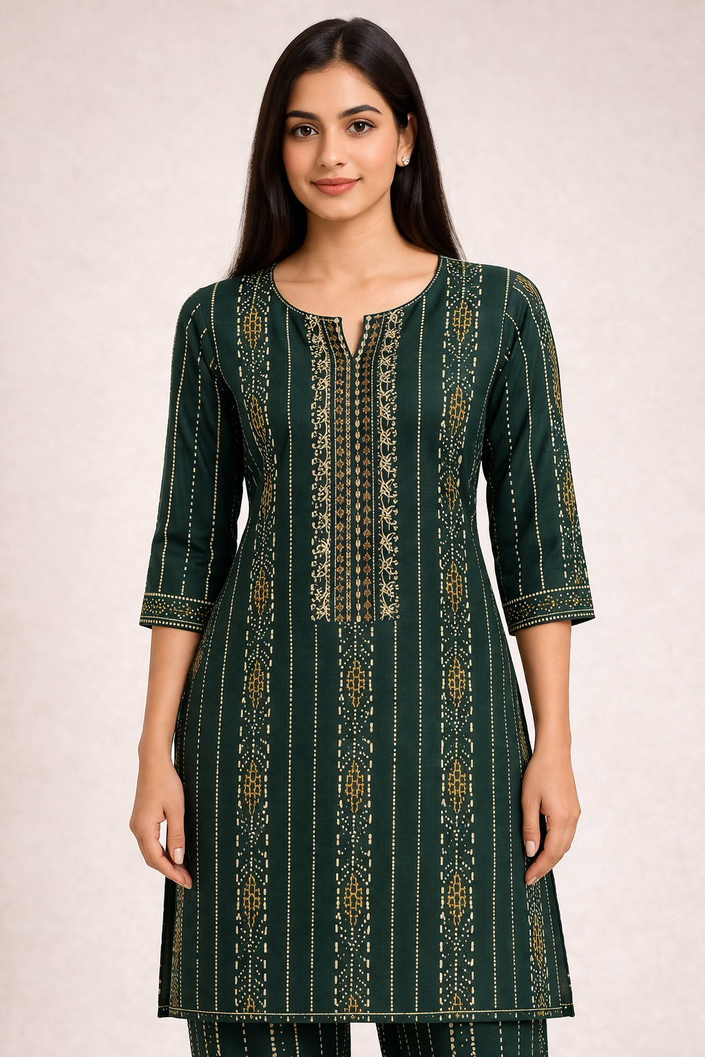 Graceful Dark Green Cotton Kurti