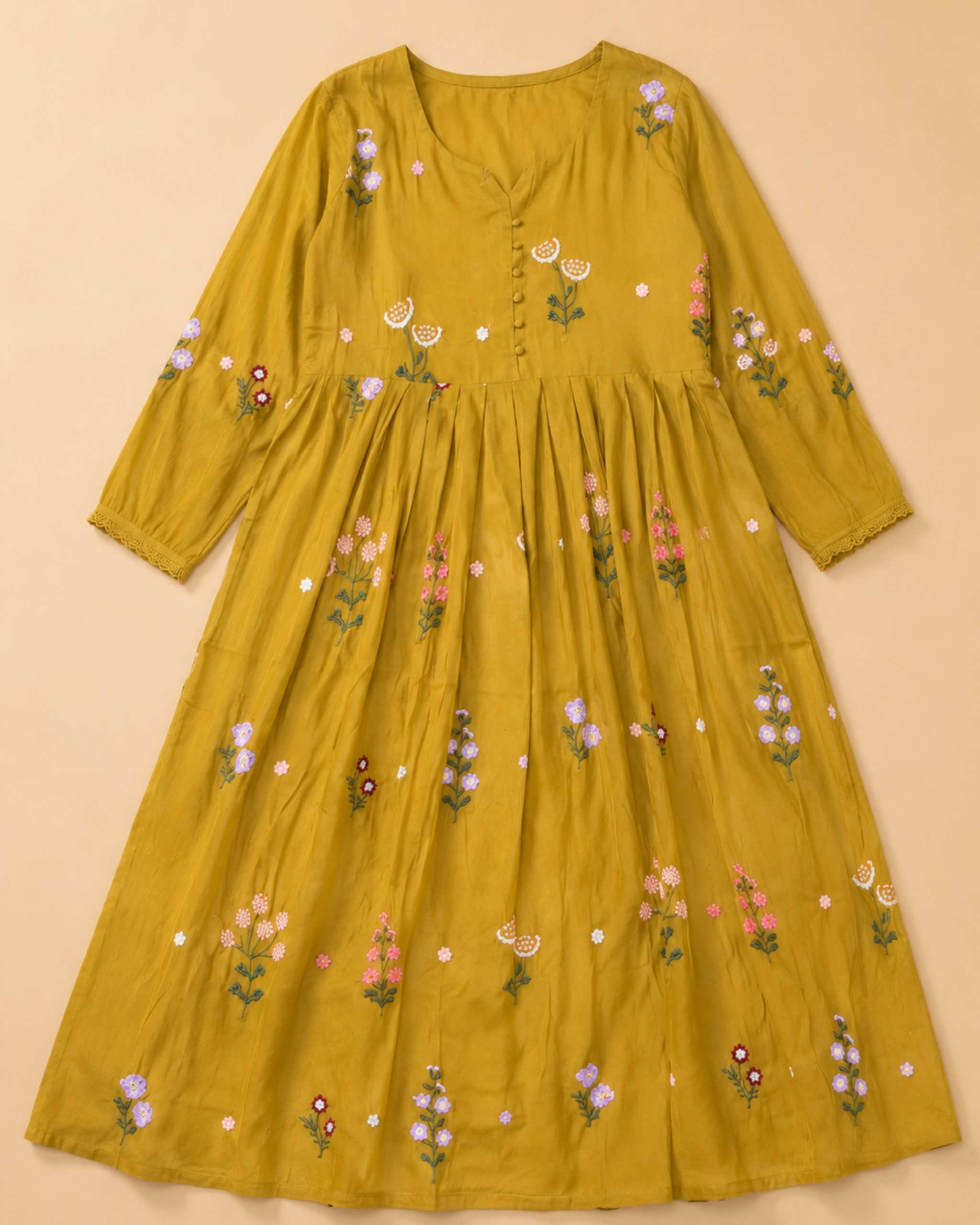Women's Olive Green Georgette Floral Dress