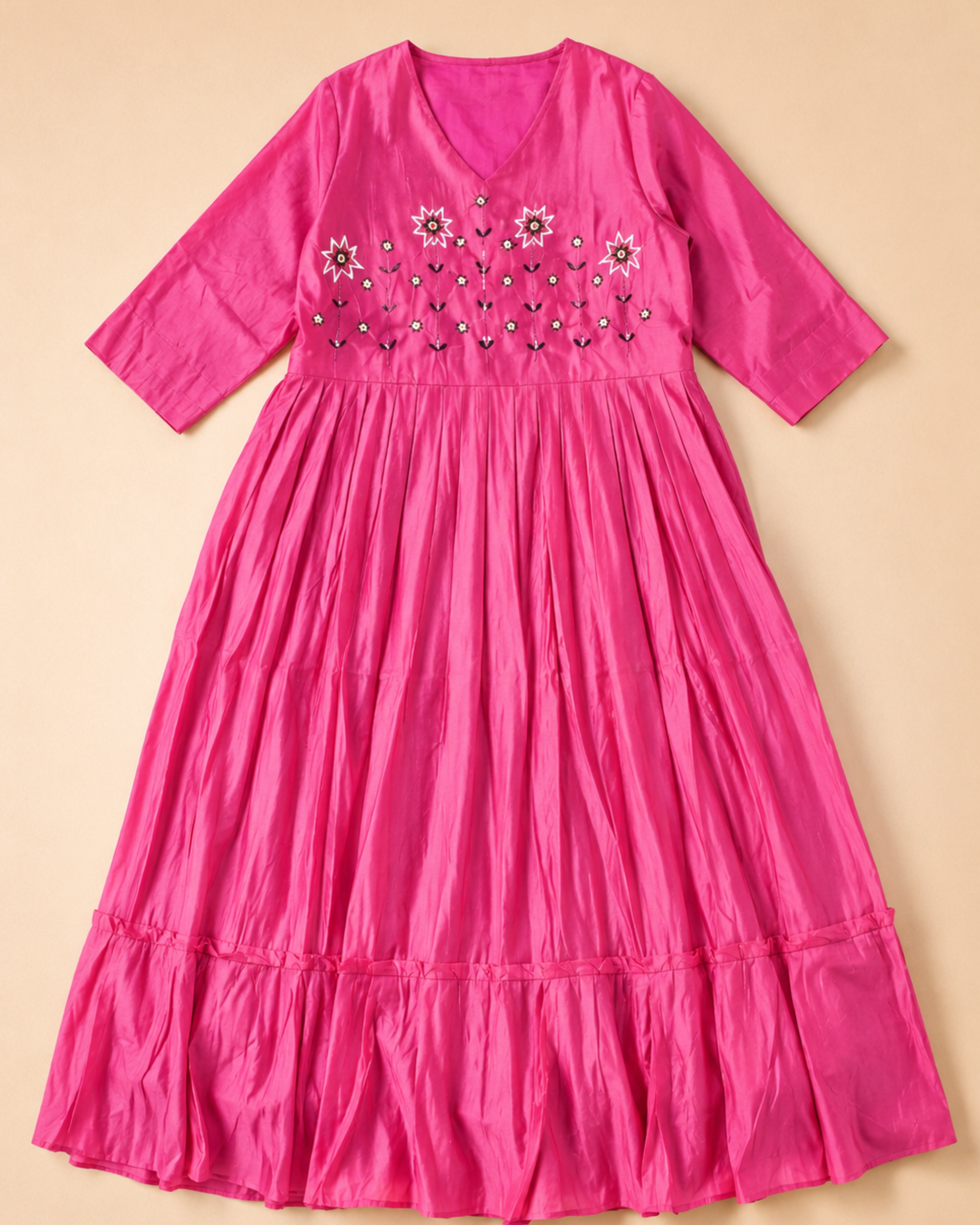 Rosy Elegance Chiffon Maxi Dress