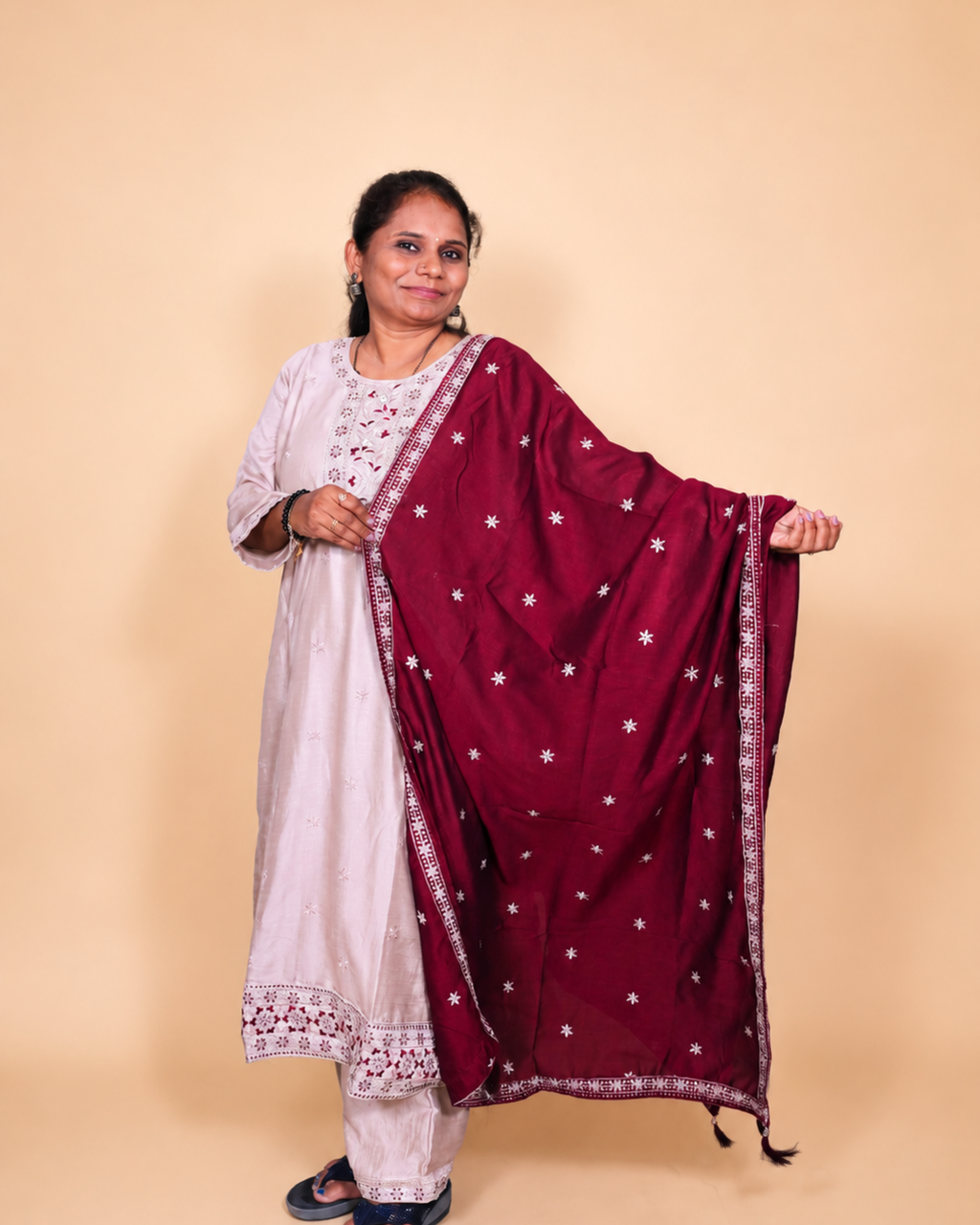 Royale Red Chiffon Embroidered Dress Set