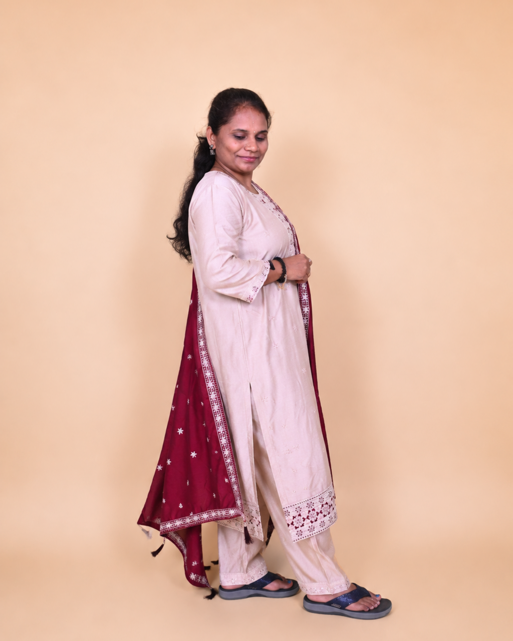 Royale Red Chiffon Embroidered Dress Set