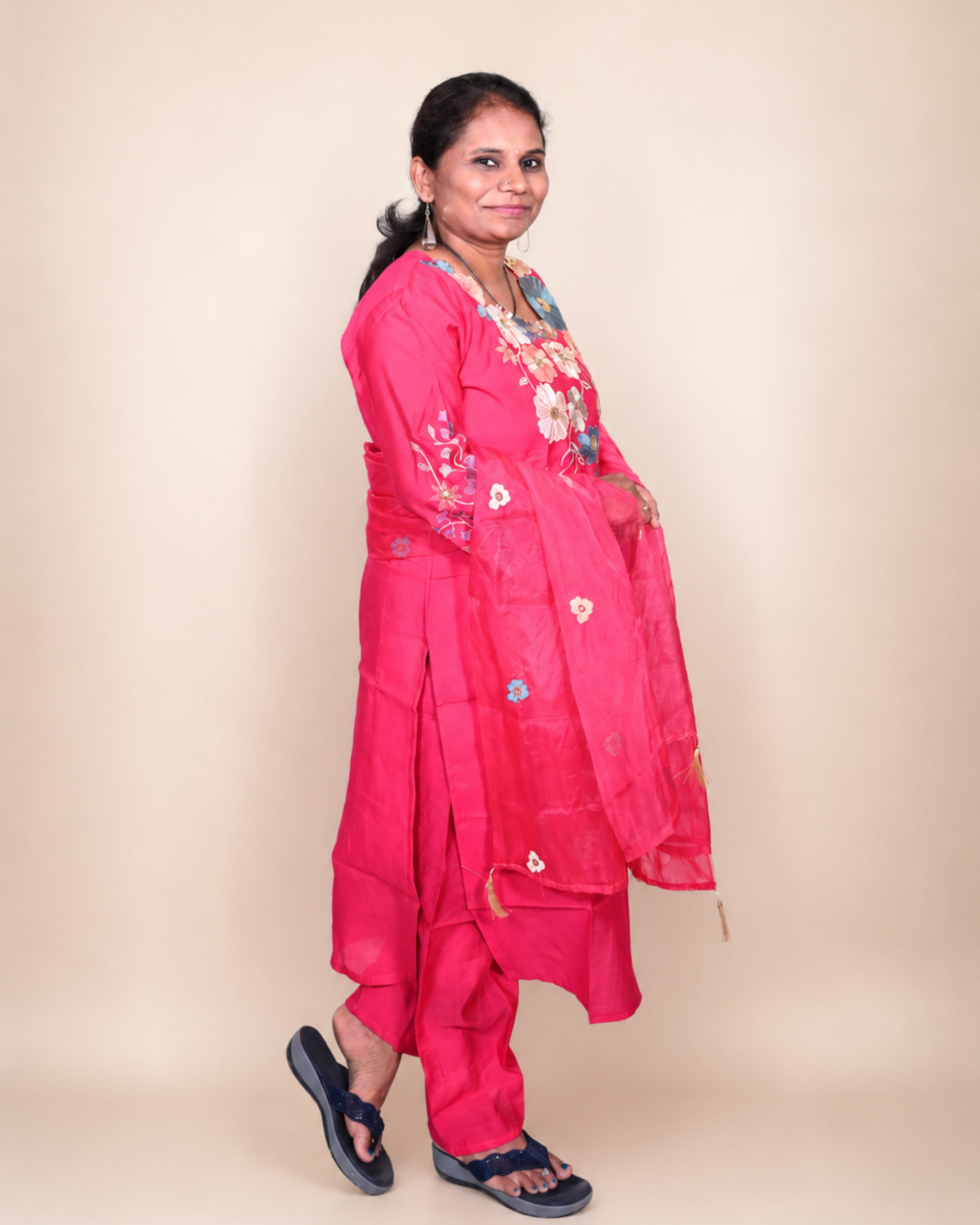 Blossom Pink Embroidered Kurta Set with Dupatta