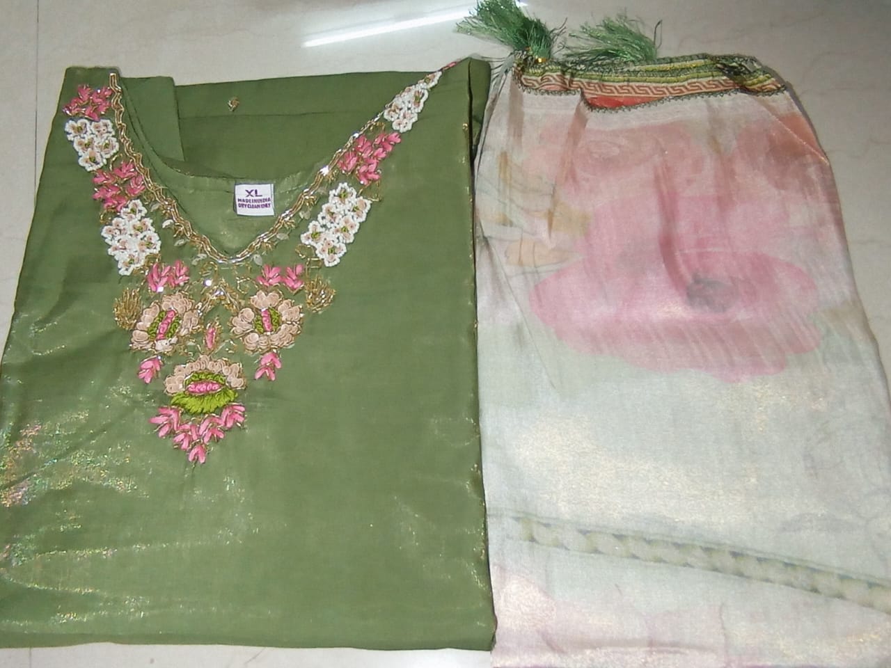 Olive Green Kurti Set with Dupatta