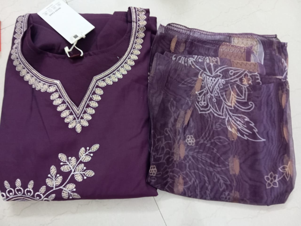 Chic Plum Purple Embroidered Kurti Set