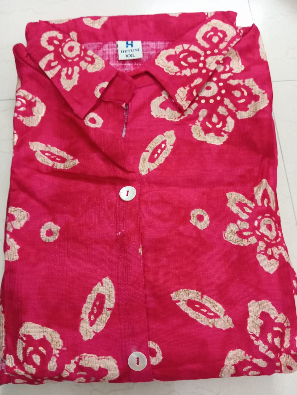 Stylish Pink Printed Shirt Style Kurti
