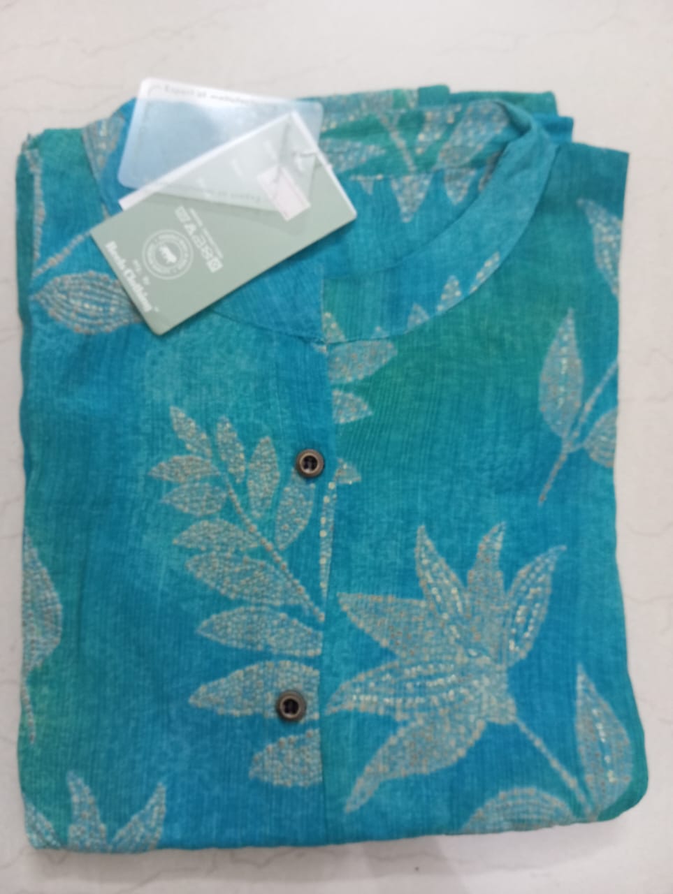 Premium Teal Printed Straight Kurti