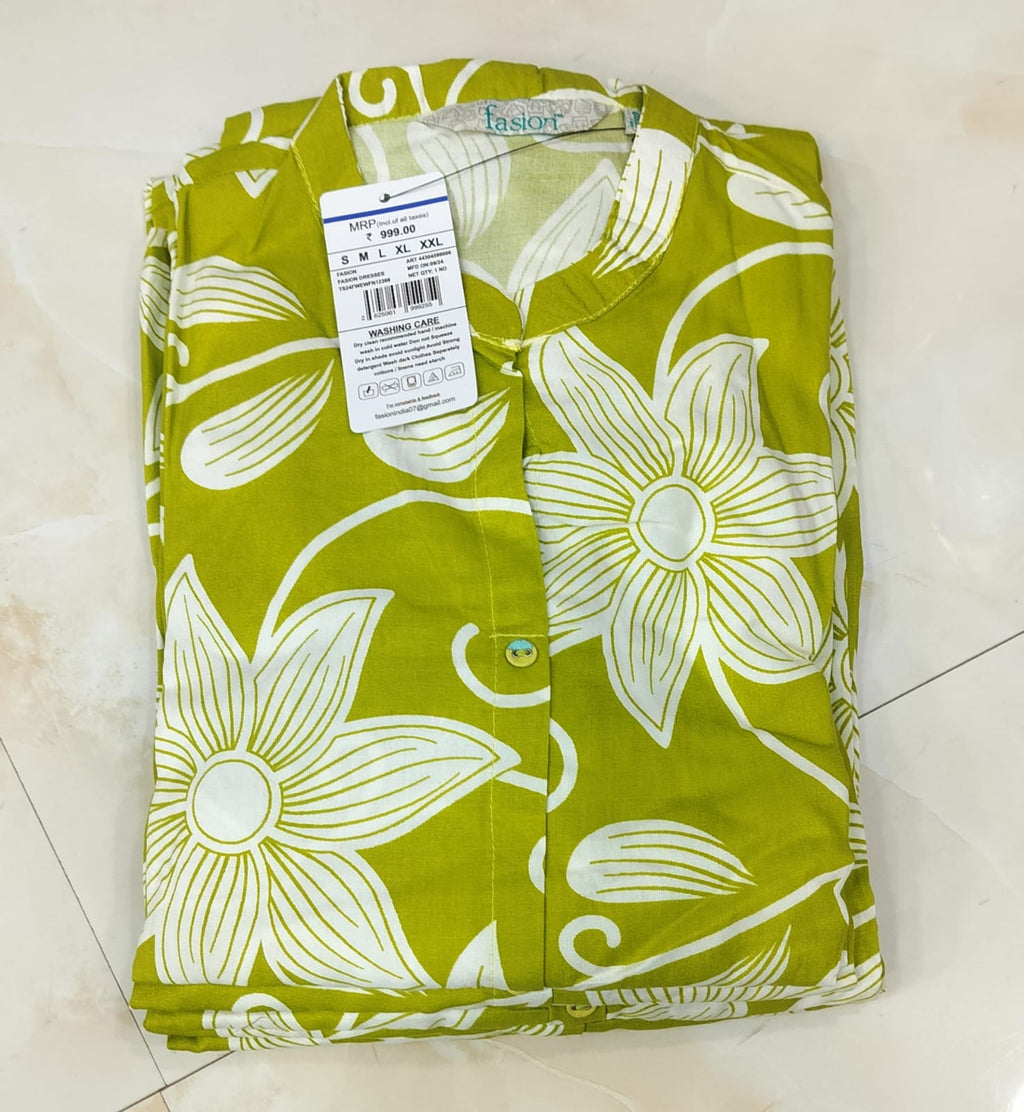 Elegant Lime Green Printed Kurti