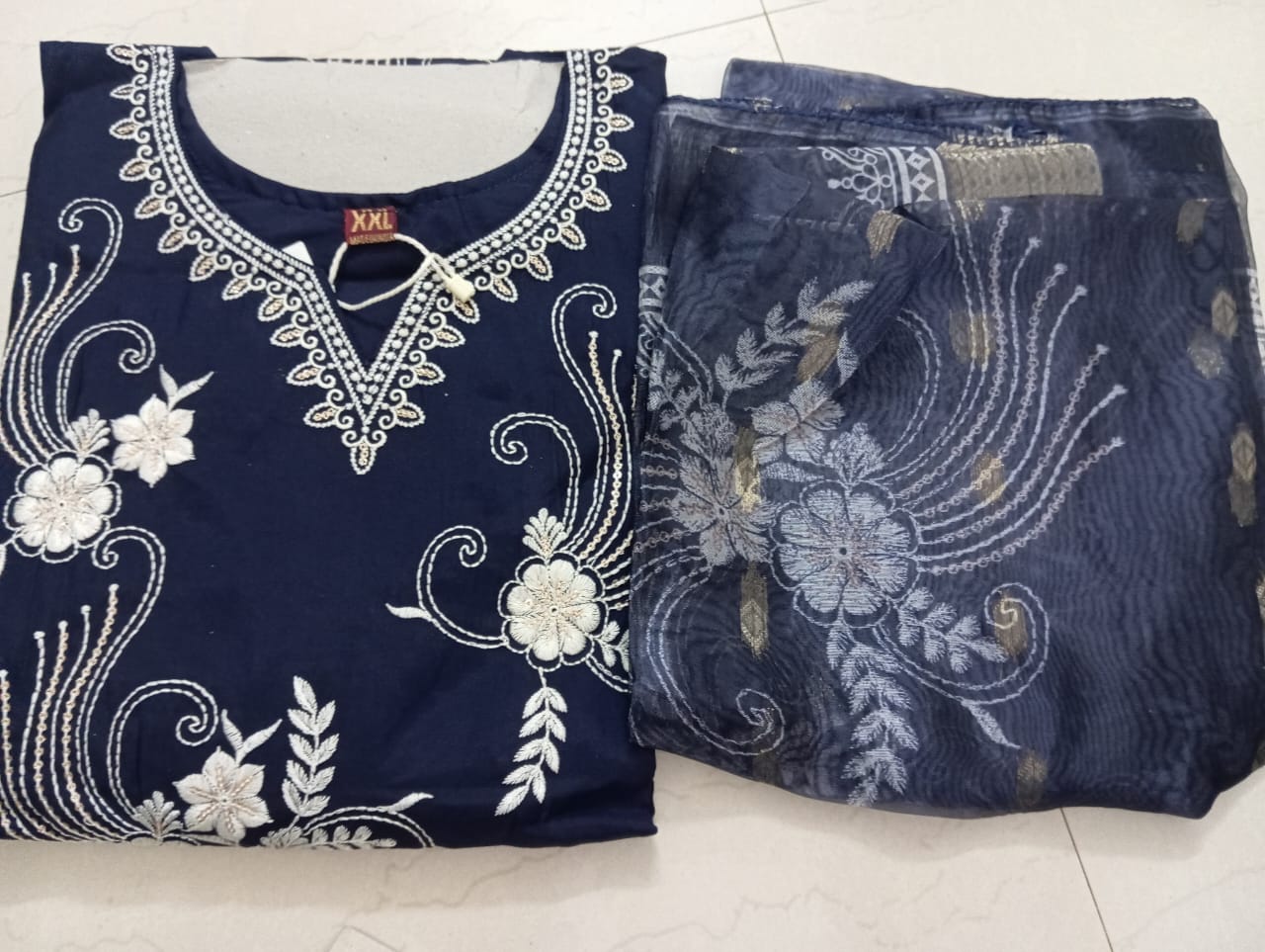 Stylish Navy Blue Kurti Set with Dupatta